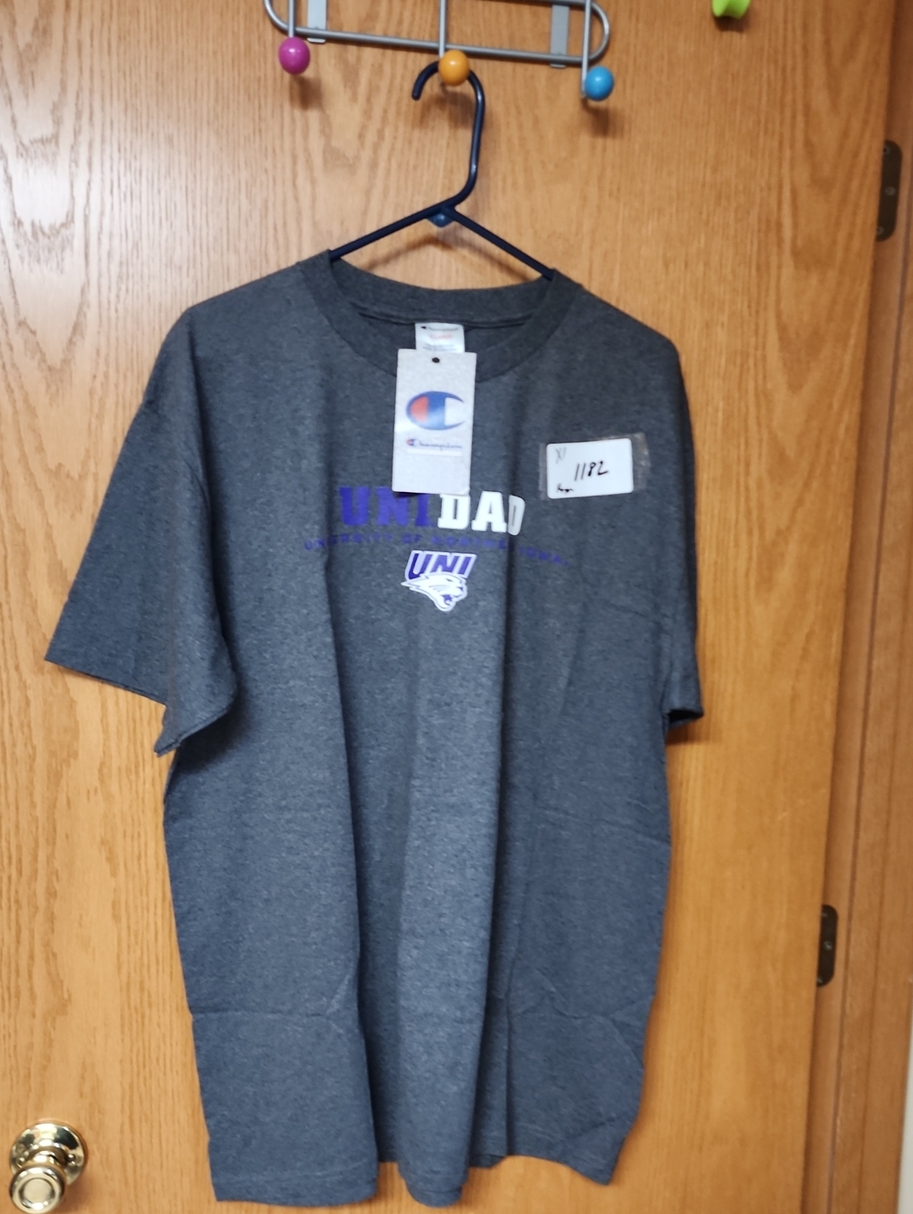 Champion UNI Dad Short Sleeve T-Shirt with Purple & White Logo Xl number 1182 - Picture 2 of 7